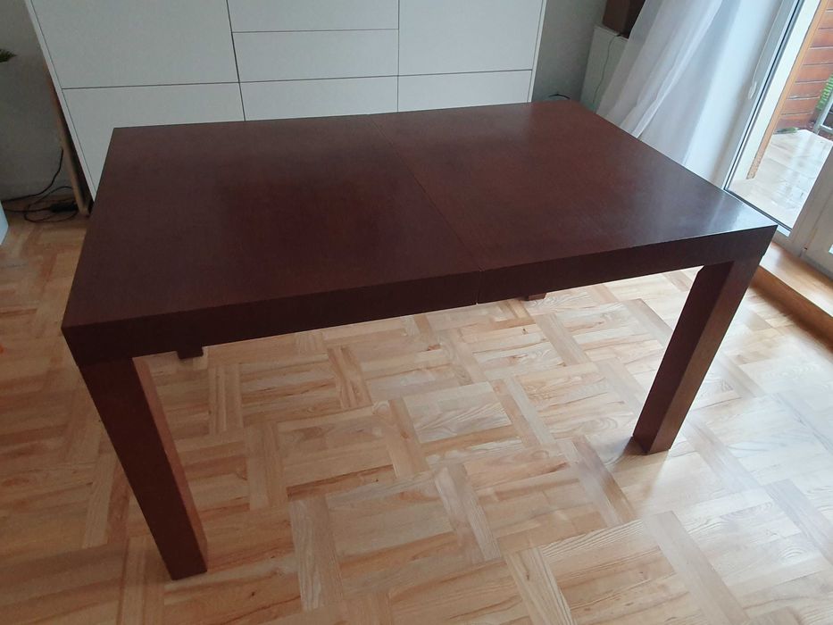 Zestaw rozkładany stół + stolik kawowy, fornir, ciemny dąb