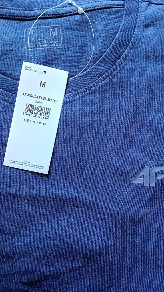 Nowy! T-shirt 4F męski fioletowy M z małym logo