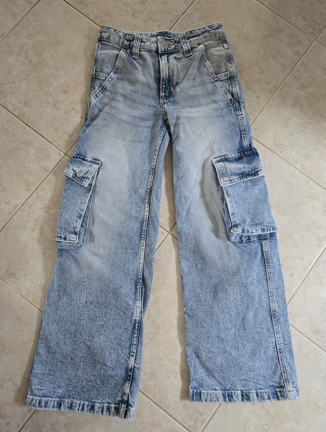 Modne jeansy szerokie rozmiar 140/ H&M