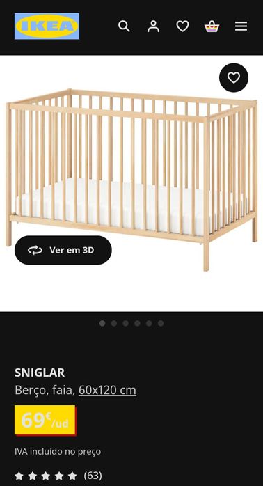 Berço Sniglar e colchão Skönast -Ikea