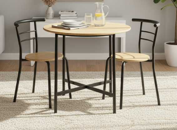 NOWY Stół z 4 Krzesłami Okrągły Do Kuchni Jadalni Salonu Loft Loftowy