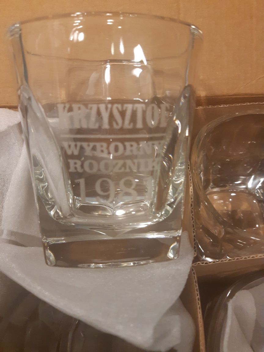 Szklanki do whisky 6 sztuk komplet Dla Krzysztofa 1981r.