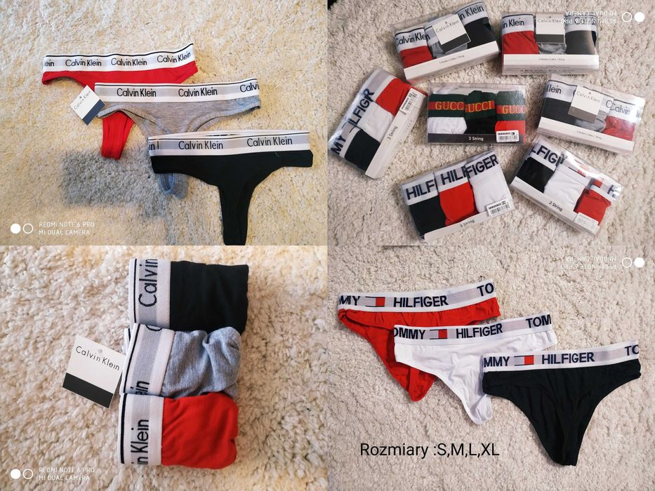 Majtki Stringi Damskie 3 pak Calvin Klein Tommy Hilfiger OKAZJA
