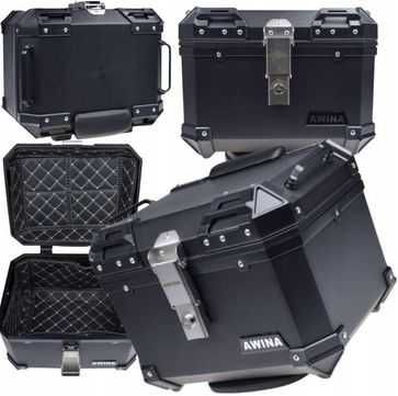 Kufer Centralny AWINA ADVENTURE jak Aluminiowy Alu Motocykl Czarny 35L