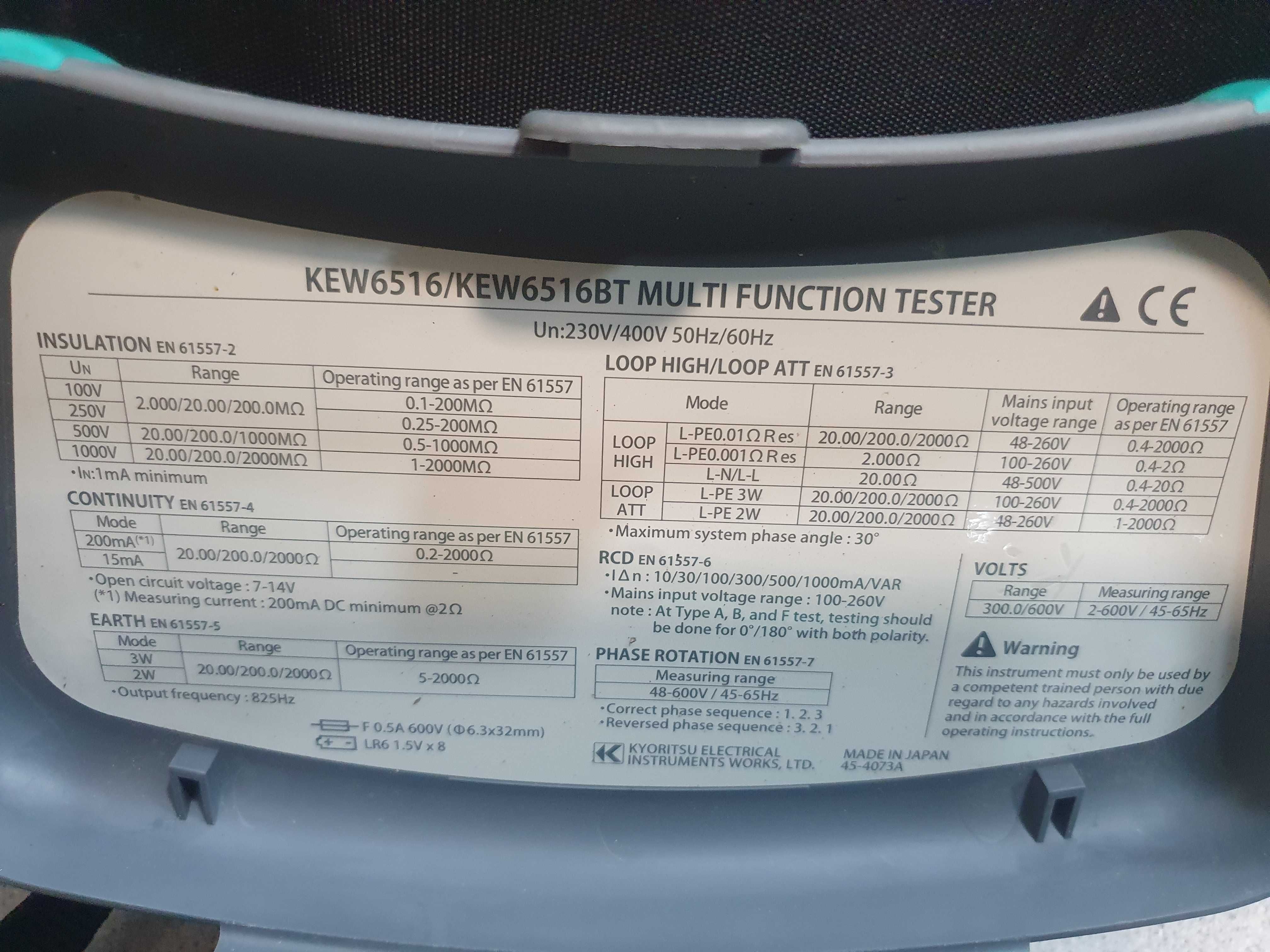 Wielofunkcyjny miernik do testowania instalacji elektrycznej KEW6516BT