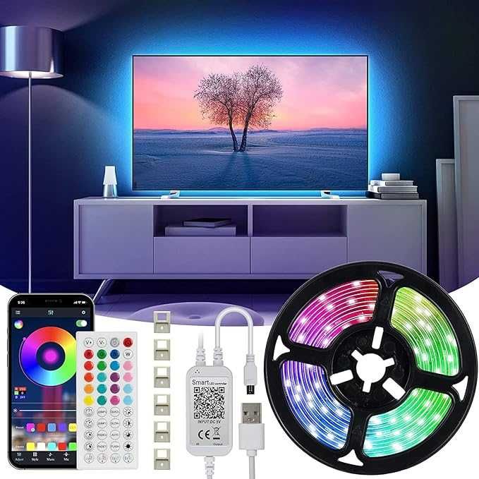 TAŚMA LED 3m RGB do telewizora z pilotem i aplikacją NOWE a023