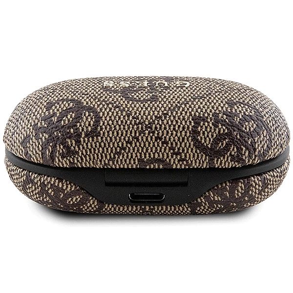 Słuchawki Bluetooth TWS Guess 4G Metal ze stacją dokującą ENC - brązow