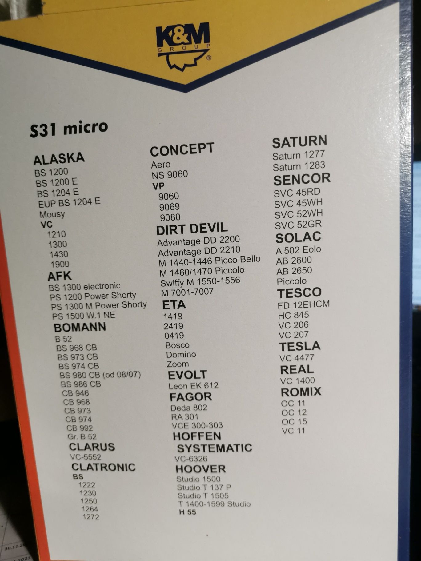 worki (10 szt.) do odkurzacza S31 Micro do Eta, Hoover, Sencor