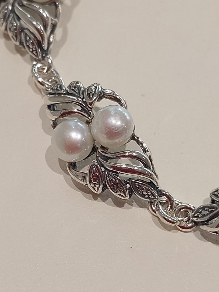 Bransoletka srebrna pr.925 z perełkami
