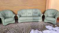 SKÓRA skórzany zestaw wypoczynkowy komplet sofa dwa fotele 3+1+1