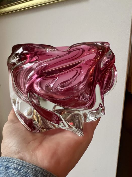 Popielnica popielniczka Josef Hospodka rozowe szklo