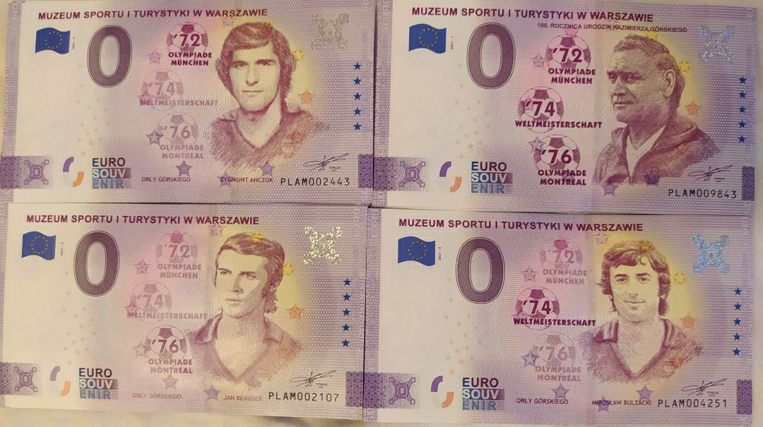 Zestaw 4 banknotów 0 euro Orły Górskiego