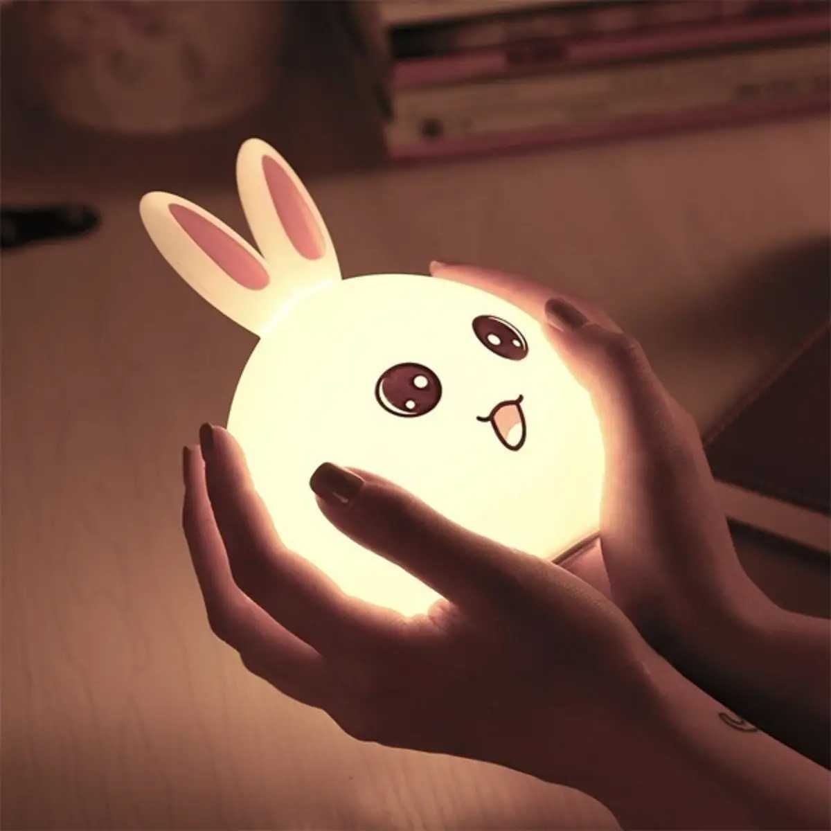 Ночник Зайчик LED Rabbit Soft Touch Светильник силиконовый 7 режимов