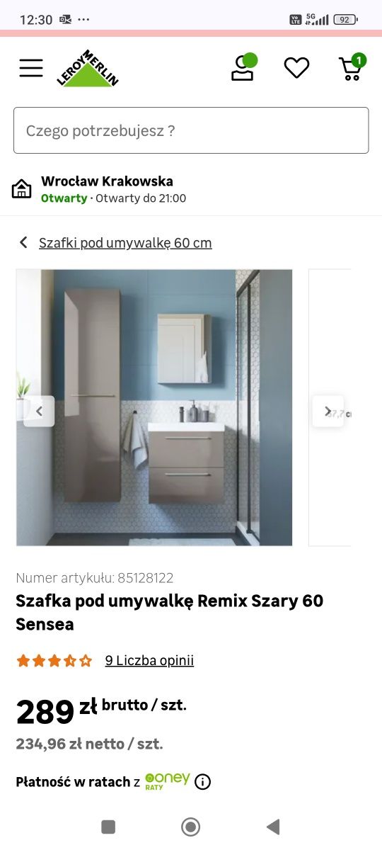 Fronty i boki Szafka pod umywalke remix szara60 x 46 cm