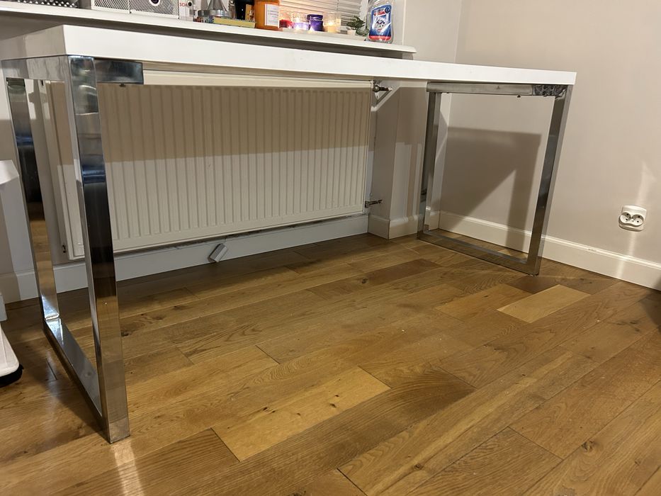 Biurko 160x60 biale metalowe nogi