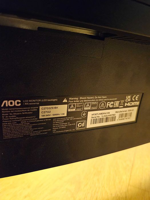 Monitor Aoc c27g2ze/bk