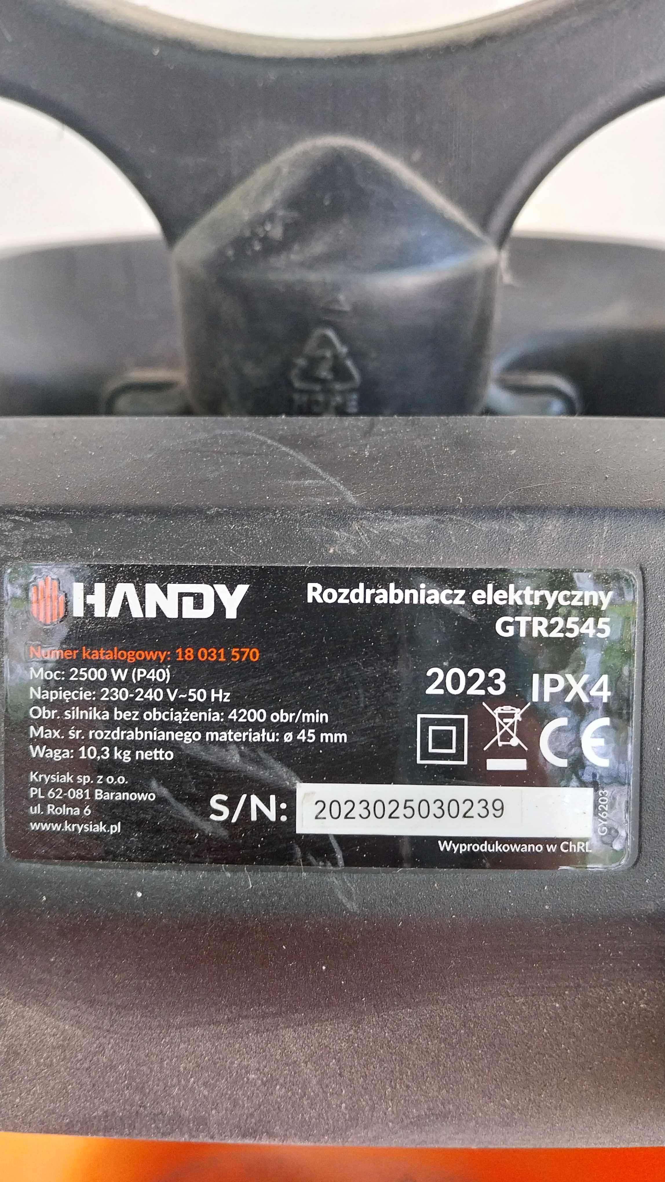 Rozdrabniacz do gałęzi, rębak HANDY TURBO XXL moc 2500W