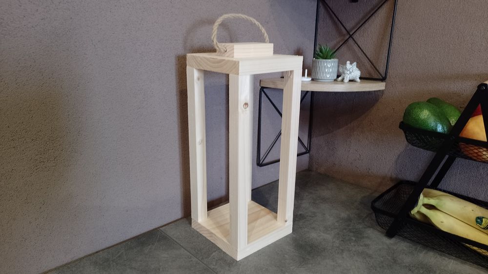 Lampion 36cm drewniany latarnia z drewna stroik na cmentarz 1szt