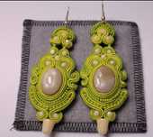 Kolczyki soutache sutasz BOHO rękodzieło handmade zielone