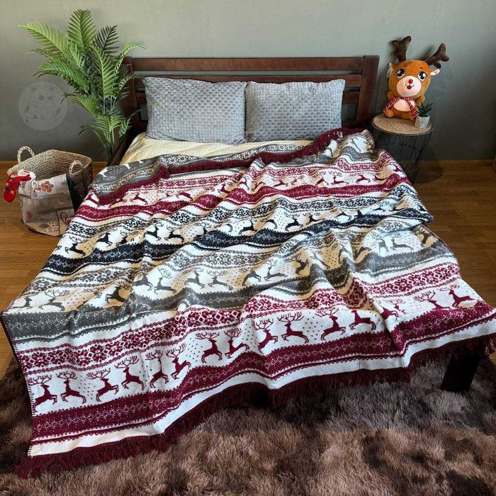 Новорічний плед євро Bridge Двостороннє покривало новорічне 200х220 см