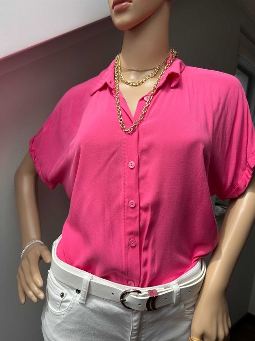 Bluzka koszula 100% wiskoza Zara M L Różowa luźna lato oversize