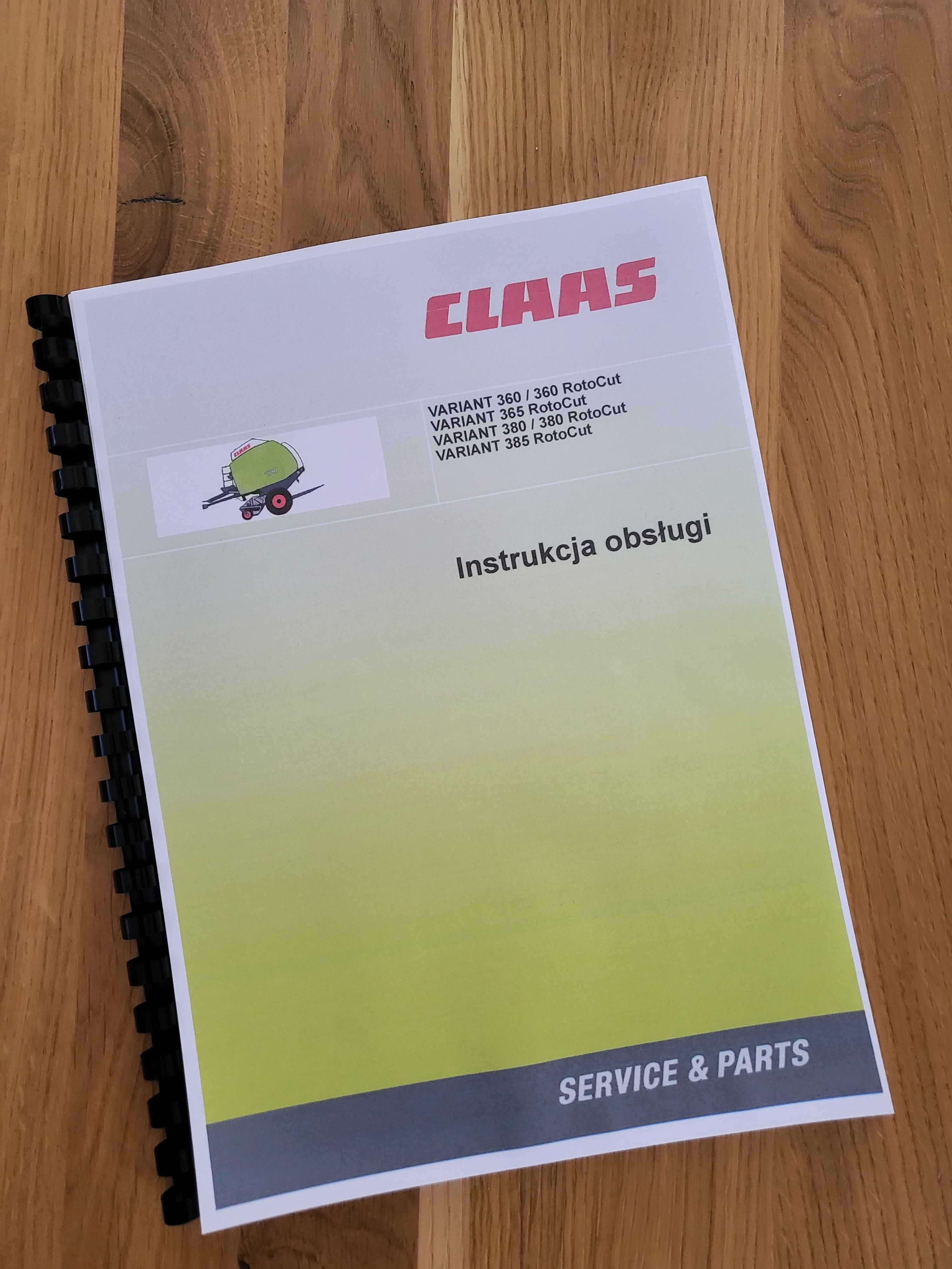 CLAAS Variant 360 ,365 , 380 , 385 Roto Cut instrukcja obsługi J POL