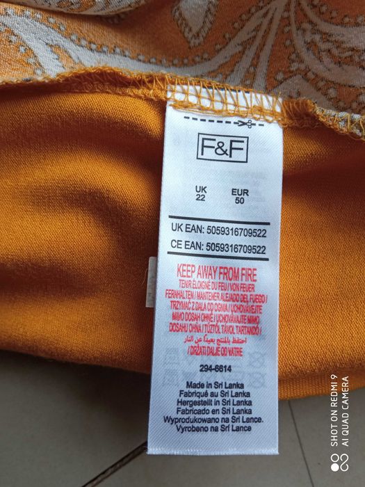 F&F 52 50 sukienka boho pachy 130cm pas musztardowa łączone materiały