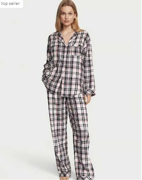 Піжама жіноча victoria's secret flannel long pajama set XS, S,M