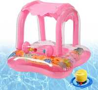 Koło do pływania dla niemowląt różowe jednorożec z daszkiem