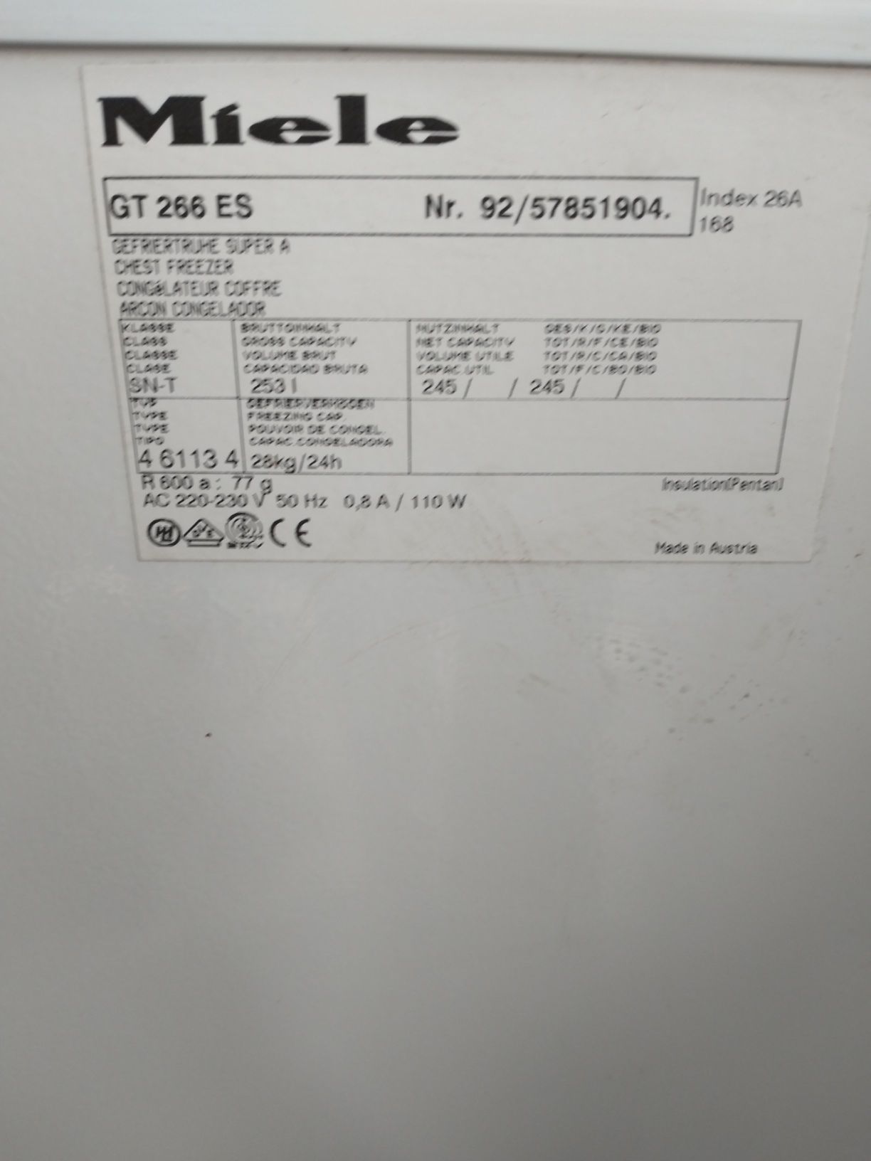 Zamrażarka miele używana
