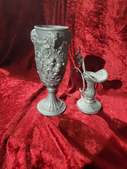 Cynowy kielich zdobiony czara ampułka wazon z cyny