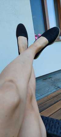 Skorzane buty wsuwane baleriny damskie
