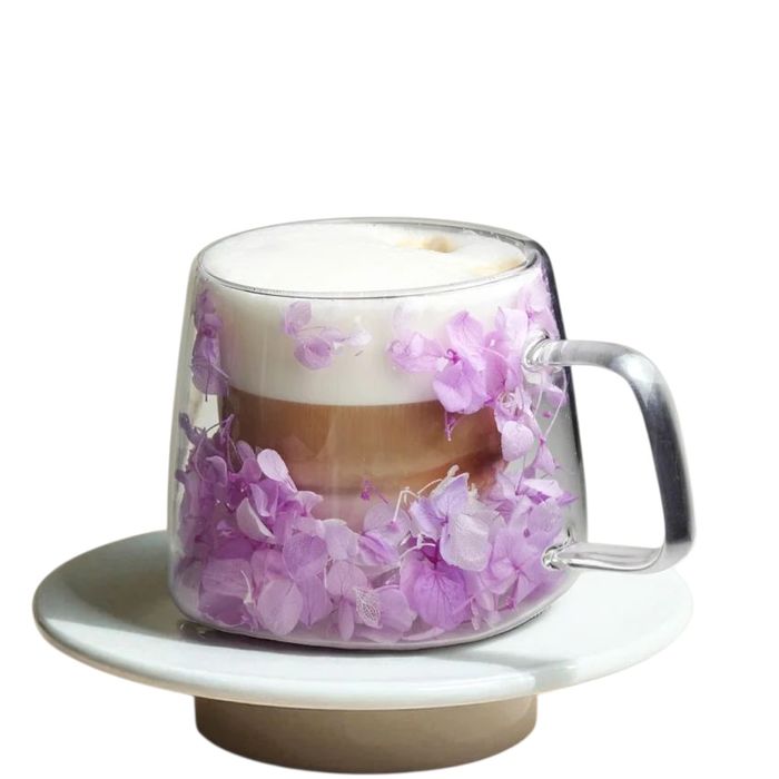 Szklanka termiczna Flower Charm Double 180 ml – fiolet & white