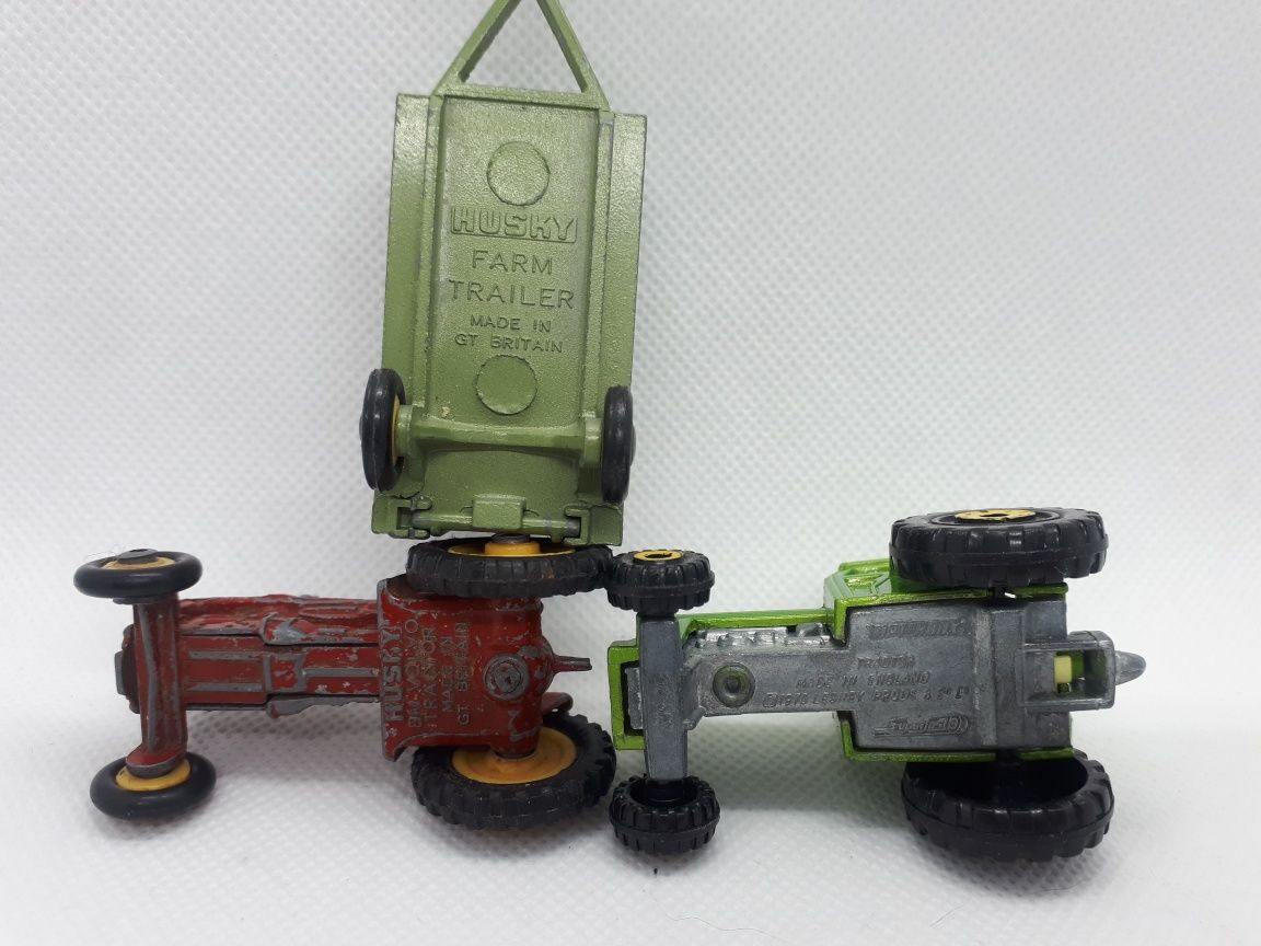 Traktor x 2 + przyczepa rolnicza Husky + Matchbox