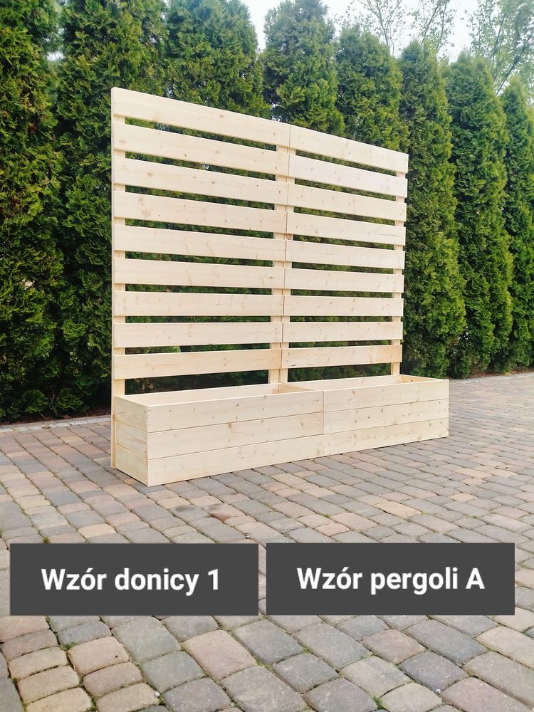 Donica z pergolą pod wymiar płot lamelowy na wymiar doniczka taras