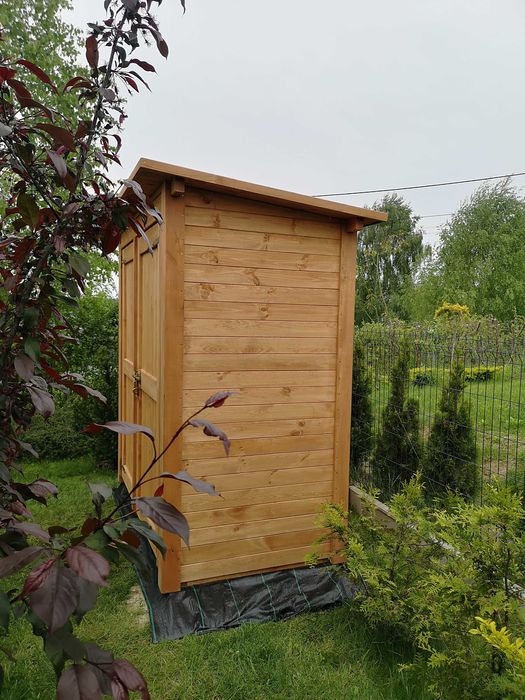 Domek narzędziowy drewniany 2 x 1,1m z podwójnymi drzwiami dach prosty