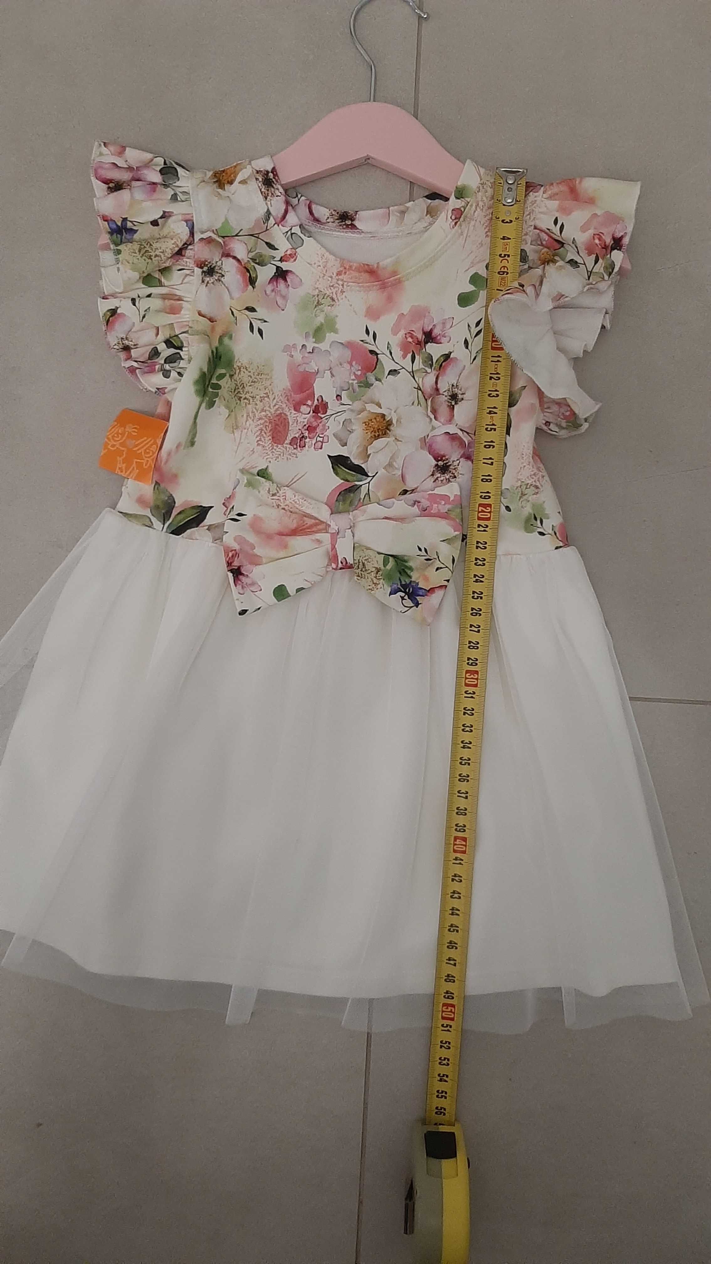 Nowa sukienka 92 krótki rękaw tiul balowa wizytowa wesele wiosna różow