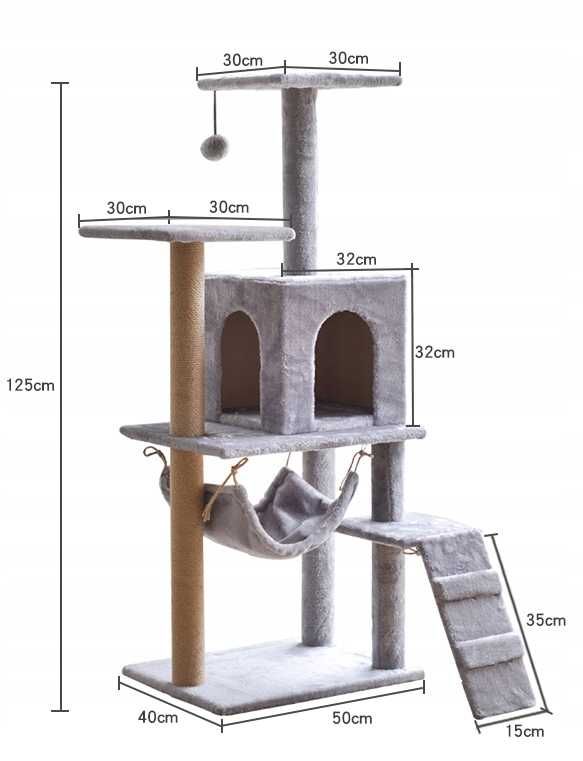 "Kraina Zabawy Dla Twojego Kota: Wieża Legowisko Domek 5 Poziomów!"