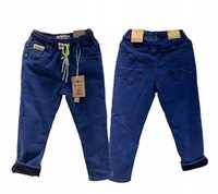 Spodnie Jeans miękkie elastyczne GUMA ocieplane polarem nowy 134-140