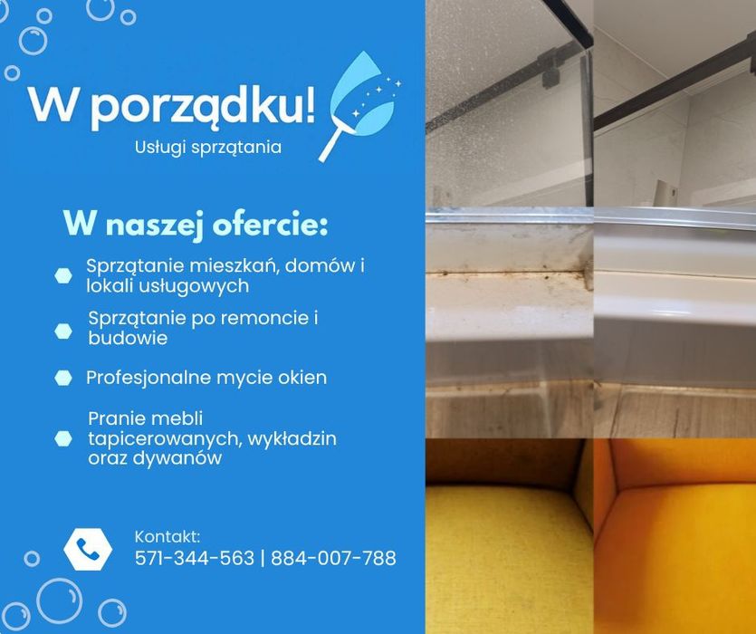 W PORZĄDKU! - Sprzątanie mieszkań i domów/ Profesjonalne mycie okien