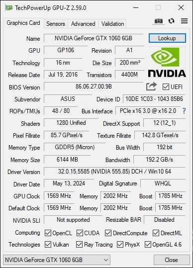 Відеокарта ASUS DUAL-GTX1060-O6G (GeForce GTX 1060)