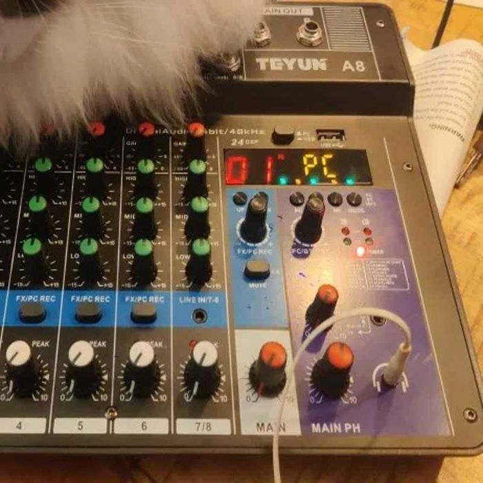 TEYUN A6/A8 – 8-канальний професійний аудіомікшер з 48V микшер USB