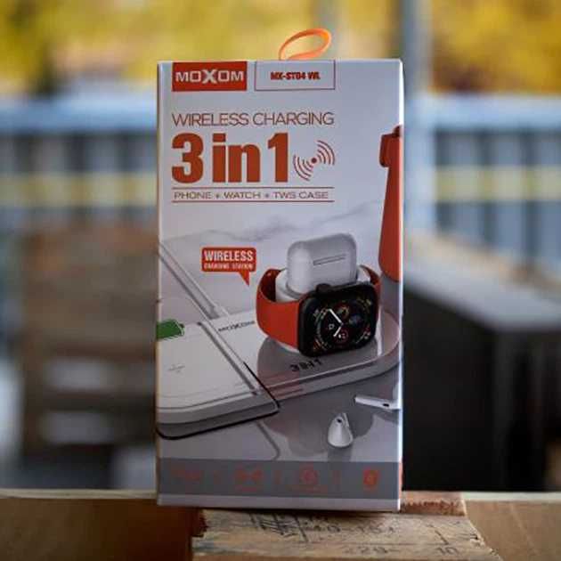 Бездротовий зарядний пристрій Moxom MX-ST04 (3 в 1) 10W