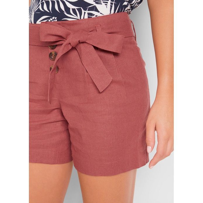 lniane spodenki shorty z ozdobnym wiązaniem 46-48