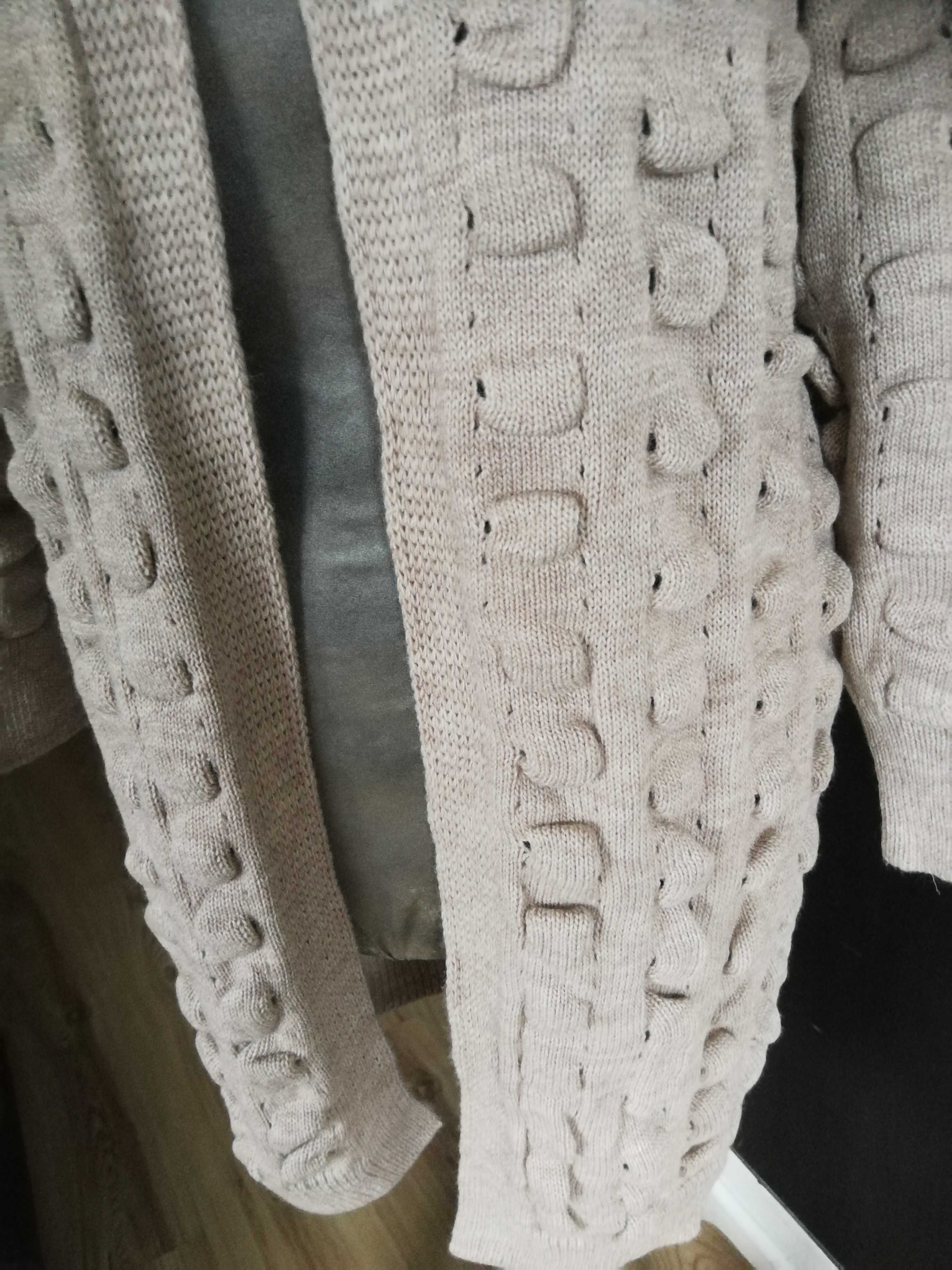 Sweter rozpinany kardigan długi wzór