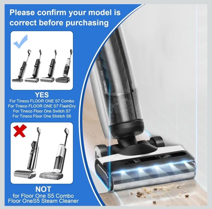 Fixbetter Rolka szczotki filtr HEPA do odkurzacza Tineco FLOOR ONE S7