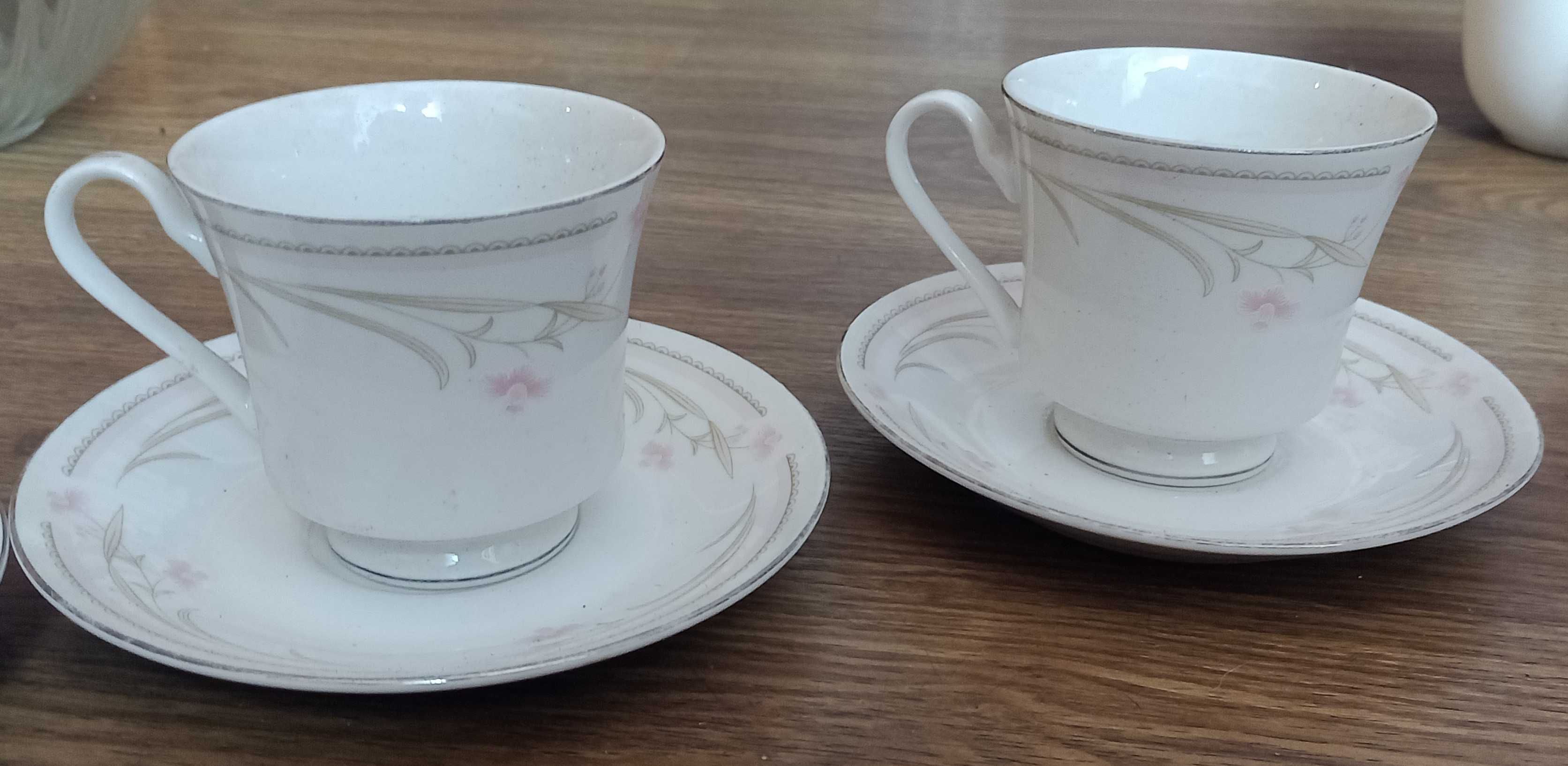 Serwis kawowy porcelana angielska wzorowany vintage retro 4 szt