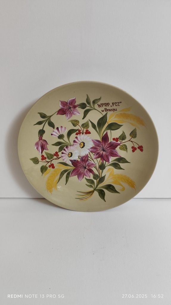 DUŻA patera malowana KWIATY TUŁOWICE PRL b4/060952