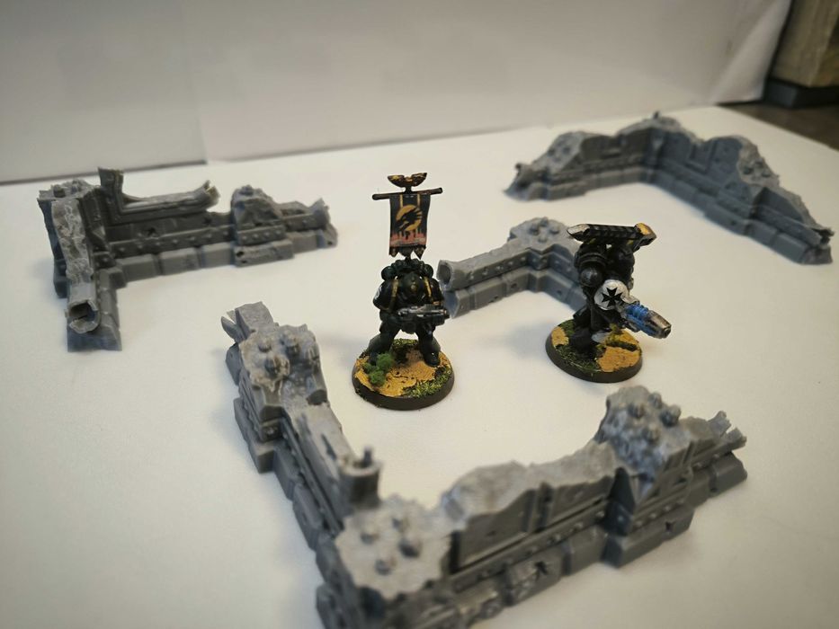 Małe zrujnowane murki narożniki SCI-FI Zestaw  Makieta Wargaming