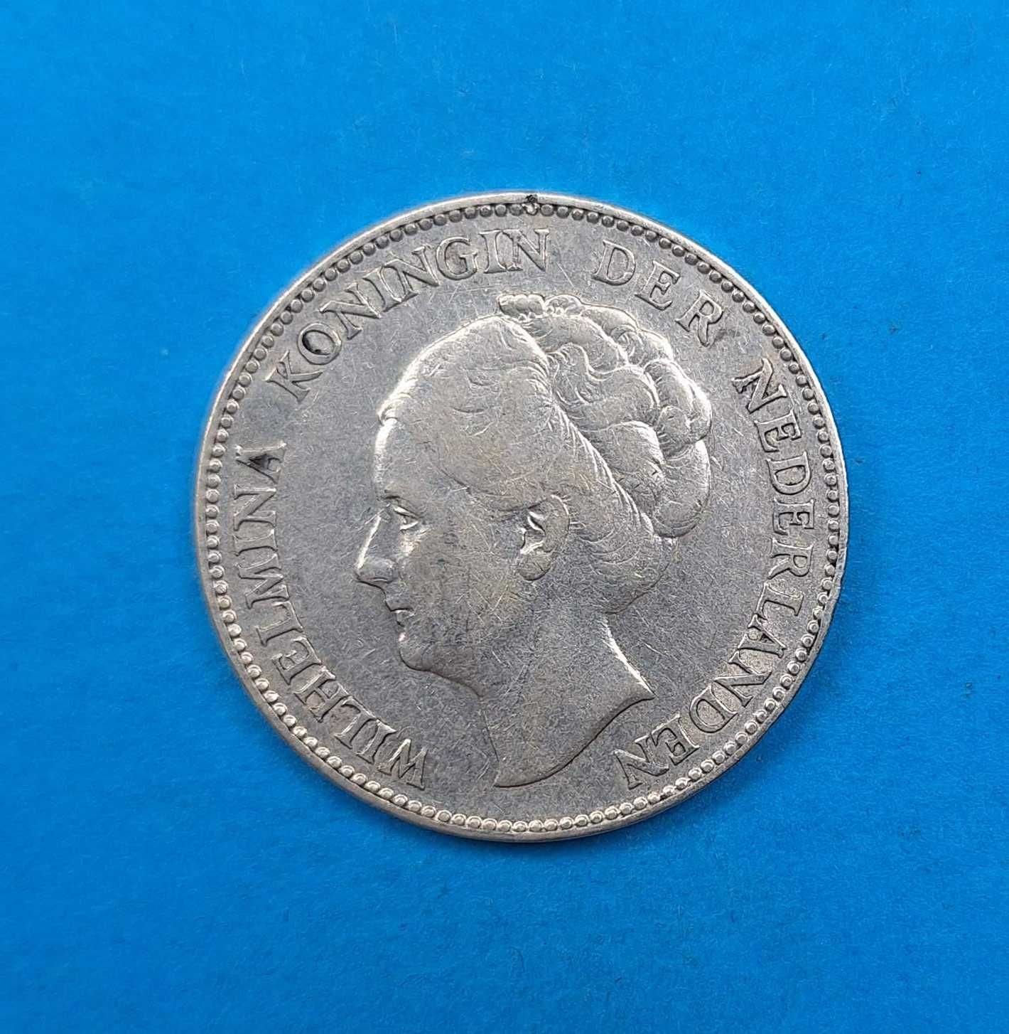 Holandia 1 gulden 1931, Królowa Wilhelmina, dobry stan, srebro 0,720